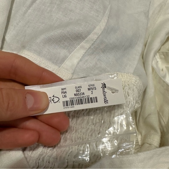 Madewell linen cotton puff sleeve mini dress lighthouse - Picture 5 of 5